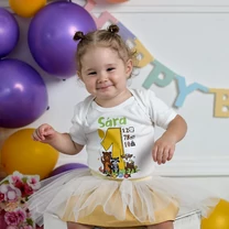 Kép 2/5 - Erdei állatok Szülinapi Tütü szett  (Sárga - barna szett, Egyedi névvel)