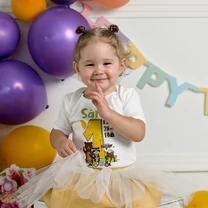 Kép 1/5 - Erdei állatok Szülinapi Tütü szett  (Sárga - barna szett, Egyedi névvel)