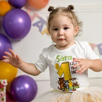 Kép 5/5 - Erdei állatok Szülinapi Tütü szett  (Sárga - barna szett, Egyedi névvel)