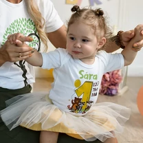 Kép 4/5 - Erdei állatok Szülinapi Tütü szett  (Sárga - barna szett, Egyedi névvel)