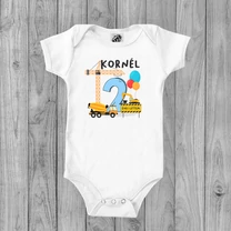 Kép 2/2 - Markolós szülinap (Egyedi névvel, 1-es vagy 2-es számmal) - Babaruha