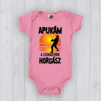 Kép 6/8 - Apukám a legnagyobb horgász (Fekete minta) - Babaruha