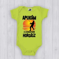 Kép 1/8 - Apukám a legnagyobb horgász (Fekete minta) - Babaruha