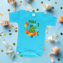 Kép 3/5 - Pilóta krokodil szülinap (Egyedi felirattal) - Babaruha