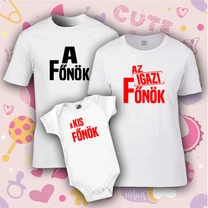 Kép 2/5 - Ki a Főnök? - Családi csomag (2 póló + 1 babaruha)