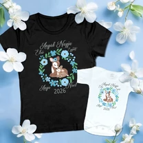 Kép 3/5 - Első Anyák Napja Együtt (Őzikék, Egyedi névvel, Kék) - Családi csomag