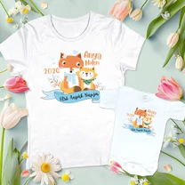 Kép 2/8 - Első Anyák Napja (Rókuci, Egyedi névvel, Kék) - Családi csomag