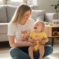 Kép 1/8 - Első Anyák Napja (Rókuci, Egyedi névvel, Rózsaszín) - Családi csomag