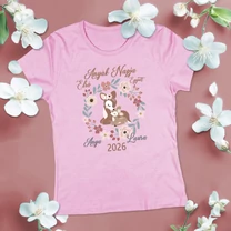 Kép 3/6 - Első Anyák Napja, Őzikék (Egyedi névvel, Rózsaszín) - Női póló