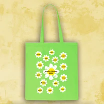 Kép 1/4 - Virágok (Fehér szirom) - Búcsú Vászontáska Óvónéniknek (Ovisok nevével, egyedi)