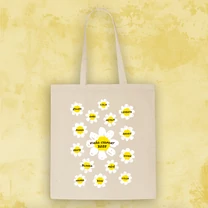 Kép 4/4 - Virágok (Fehér szirom) - Búcsú Vászontáska Óvónéniknek (Ovisok nevével, egyedi)