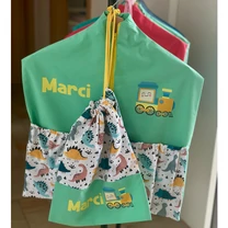 Kép 1/4 - Ovizsák szett - Dinók III. (Menta) - Egyedi felirattal is rendelhető