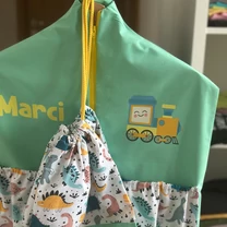 Kép 3/4 - Ovizsák szett - Dinók III. (Menta) - Egyedi felirattal is rendelhető