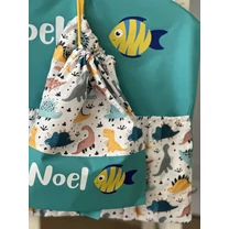 Kép 2/6 - Ovizsák szett - Dinók III. (Türkiz) - Egyedi felirattal is rendelhető