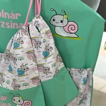 Kép 5/5 - Ovizsák szett - Csigabiga (Menta) - Egyedi felirattal is rendelhető