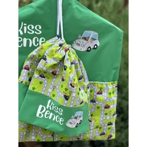 Kép 1/2 - Ovizsák szett Kressz Park (Zöld) - Egyedi felirattal is rendelhető