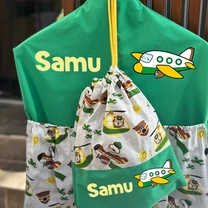 Kép 1/4 - Ovizsák szett - Macipilóták (zöld, repcsis) - Egyedi felirattal is rendelhető