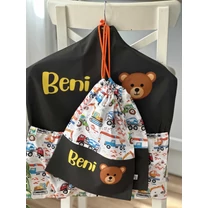 Kép 1/3 - Ovizsák szett - Munkagépek (Grafit) - Egyedi felirattal is rendelhető