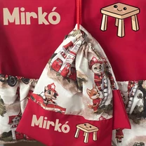 Kép 3/3 - Ovizsák szett - Tűzoltó Állatok (Piros) - Egyedi felirattal is rendelhető