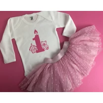 Kép 1/8 - Szülinapos Pink Baby TÜTÜ szett