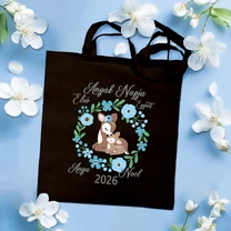 Kép 1/2 - Első Anyák Napja, Őzikék (Egyedi névvel, Kék) - Vászontáska