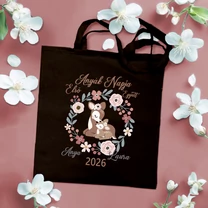 Kép 2/2 - Első Anyák Napja, Őzikék (Egyedi névvel, Rózsaszín) - Vászontáska