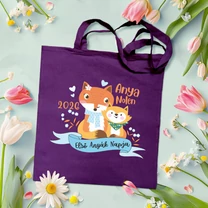 Kép 4/4 - Első Anyák Napja, Rókuci (Egyedi névvel, Kék) - Vászontáska