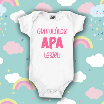 GRATULÁLOK! APA LESZEL! - Babaruha (Rózsaszín felirattal)