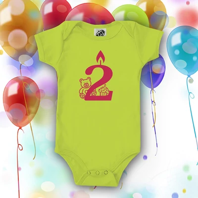 Második szülinap (Fehér babaruha - Fuxia felirat)