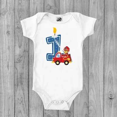 Tűzoltós szülinap ( 1-es vagy 2-es számmal)- Babaruha