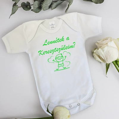 Lennétek a keresztszüleim? - Babaruha (Zöld mintával)