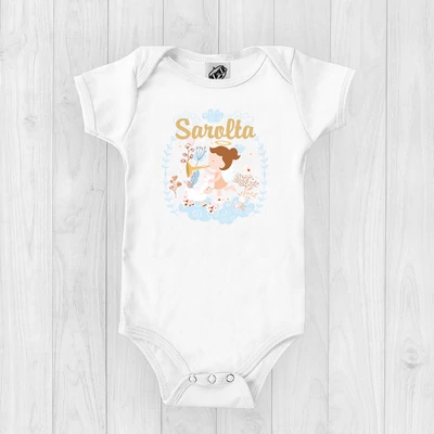 Trombitáló kislány Keresztelő Babaruha (Egyedi névvel)