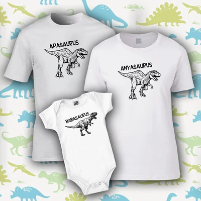 Dínós családi csomag (2 póló + 1 babaruha)