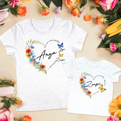 Pillangós virágkoszorú (Egyedi névvel) - Gyerek családi csomag