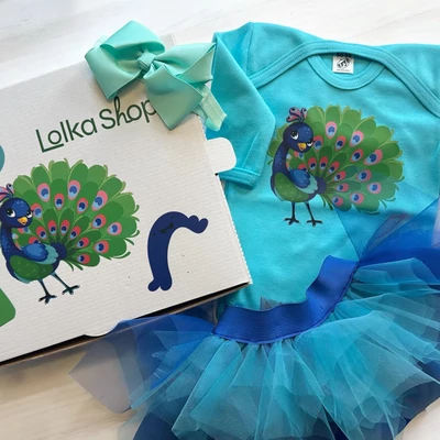 Páva - Tütü szett (Menta hajpánt és ajándékdoboz)