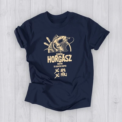 Szuper horgász Apa Férj (Világos felirat) - Férfi póló