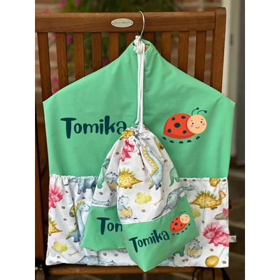 Ovizsák szett - Dinók II. (Menta) - Egyedi felirattal is rendelhető