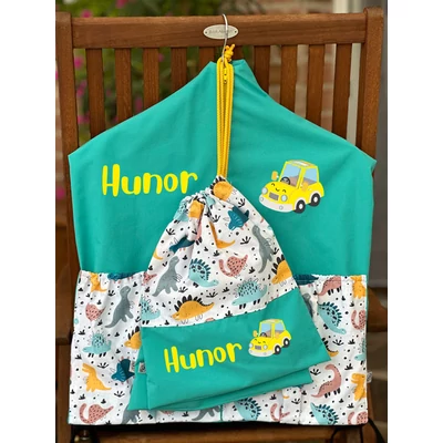 Ovizsák szett - Dinók III. (Türkiz) - Egyedi felirattal is rendelhető