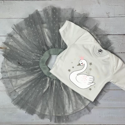 Hattyú - Tütü szett (Szürke hajpánttal)