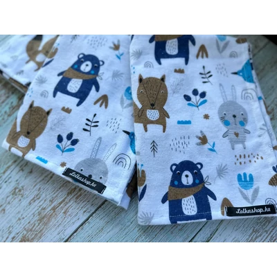 Textil Pelenka - Macik és nyuszik (Barna és kék, 1db)