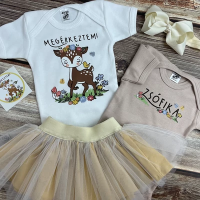 Őzike Megérkeztem - Babadoboz  (Egyedi név + Hajpánt)