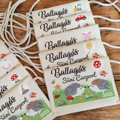 Ballagási tarisznya "Süni a réten" mintával (02B típus, egyedi)