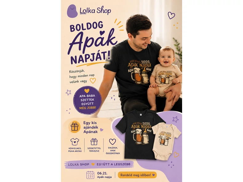 Első Apák Napja egyenszett – a baba nevével