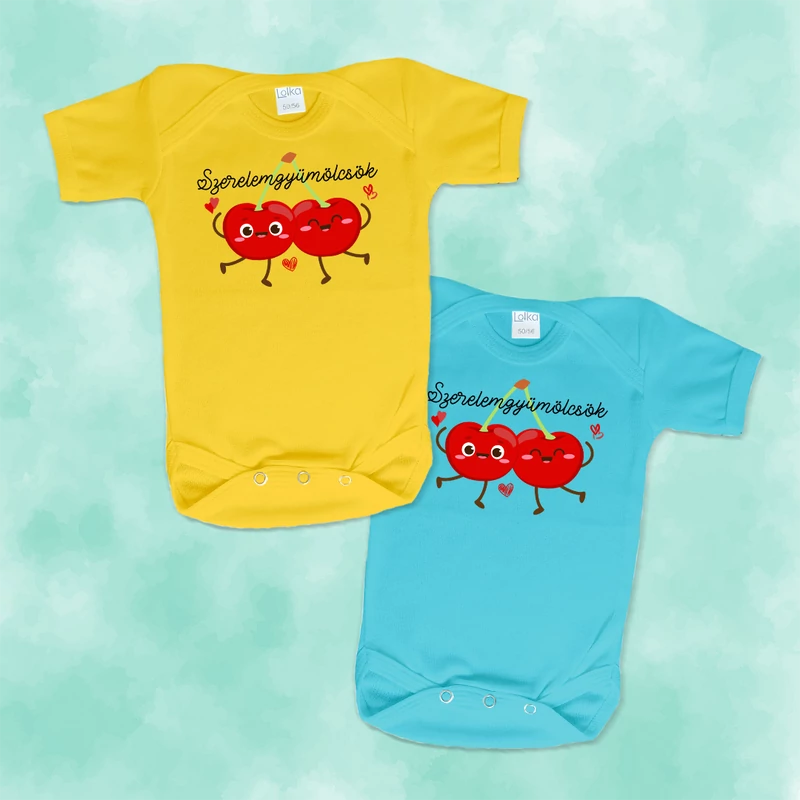 Szerelemgyümölcsök (cseresznyés) - Babaruha ikreknek