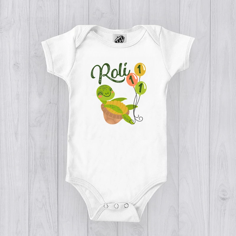 Kicsi teknős szülinap (1, 2 éves - egyedi névvel) - Babaruha