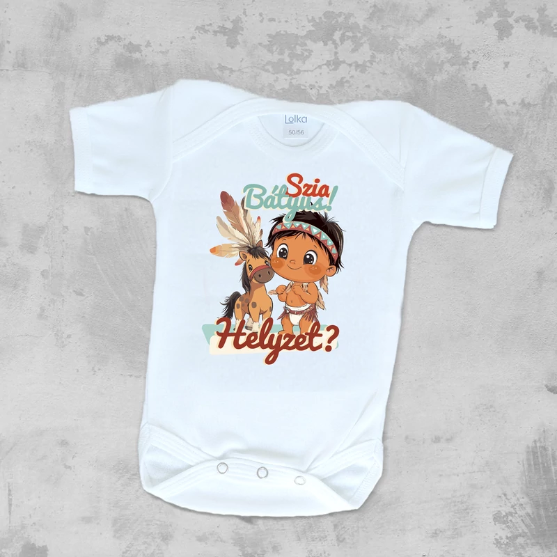 Szia bátyus, helyzet? (Pelenkás baba)  - Tesós szett (Gyerek póló és babaruha)