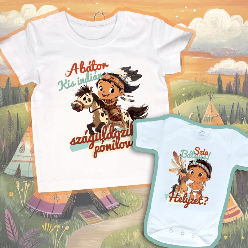 Szia bátyus, helyzet? (Pelenkás baba)  - Tesós szett (Gyerek póló és babaruha)