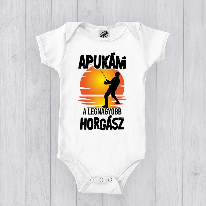 Apukám a legnagyobb horgász (Fekete minta) - Babaruha