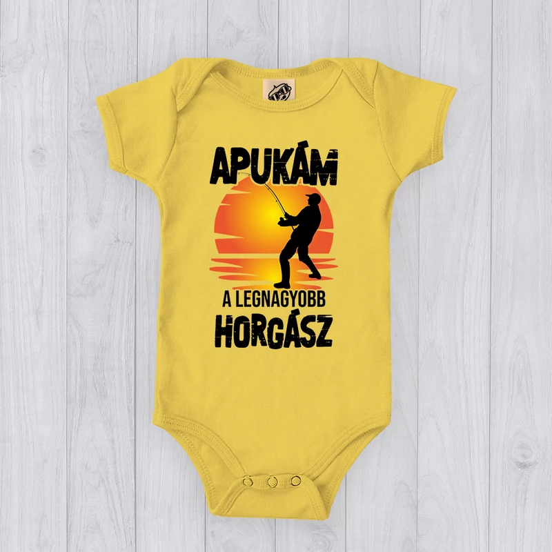Apukám a legnagyobb horgász (Fekete minta) - Babaruha