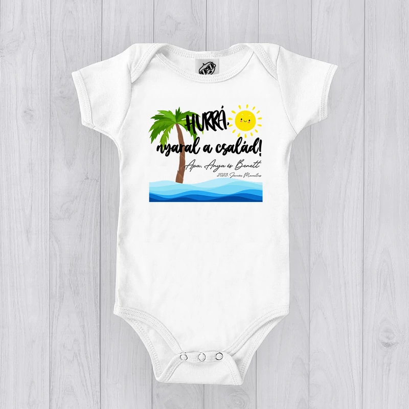 Hurrá nyaralunk! (egyedi névvel)  - Babaruha